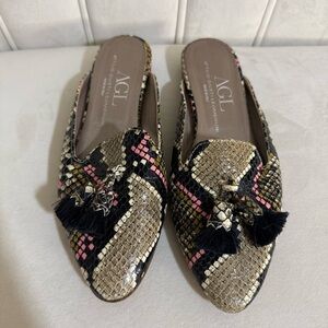 💗 Chic Pink & Brown AGL Mules– Size 37.5 🤎
